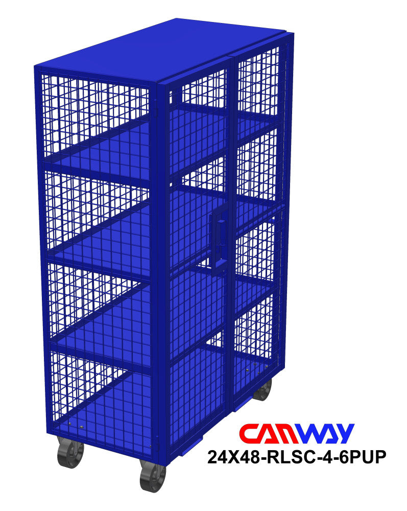 Rolling Lock-up Security Cart, Four Shelf