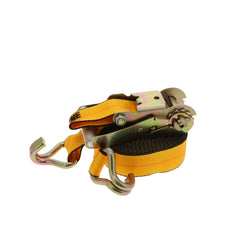 Kinedyne 2" by 27' Wire Hook Ratchet Strap by Kinedyne showing ratchet, webbing and StrapPak storage bag