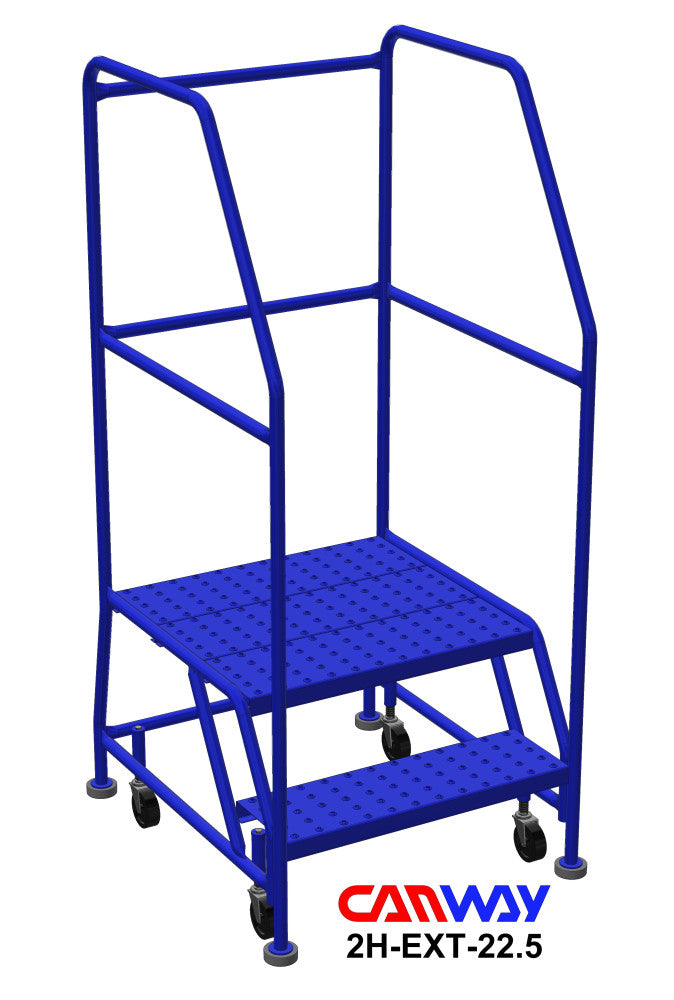2 Step 60° Mobile Ladder Stand with Diamond Channel Grating and Extended Platform