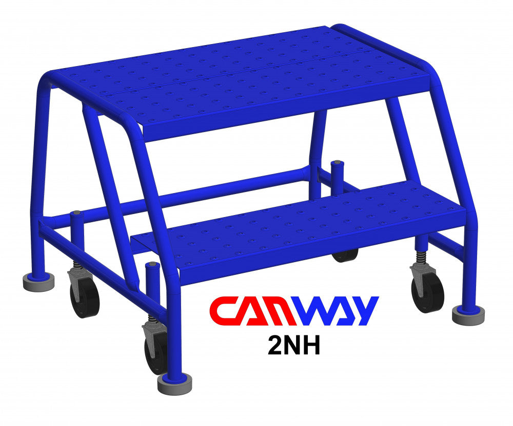 2 Step 60° Mobile Ladder Stand with Diamond Channel Grating -No handrail