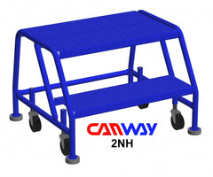 2 Step 60° Mobile Ladder Stand with Diamond Channel Grating -No handrail