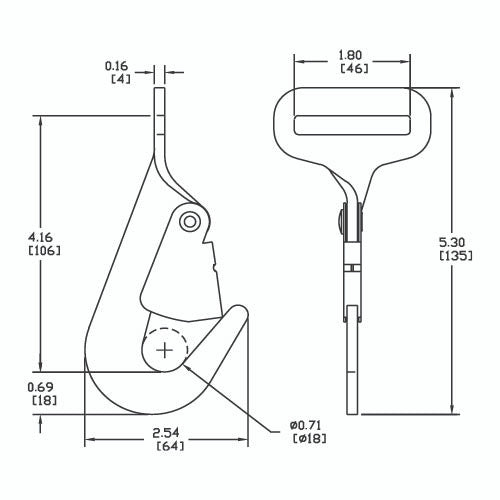 Kinedyne 1 3/4" Twisted Snap Hook by Kinedyne, zinc-plated carbon steel load restraint end fitting