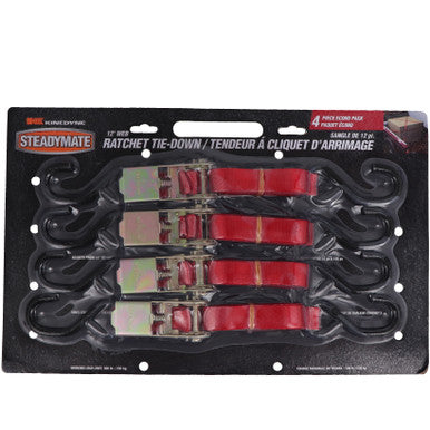Kinedyne Package of 4 1" by 12' S Hook Ratchet Utility Straps