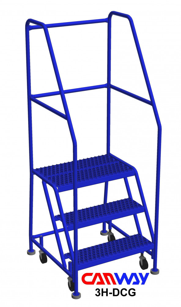 3 Step 60° Mobile Ladder Stand with Diamond Channel Grating
