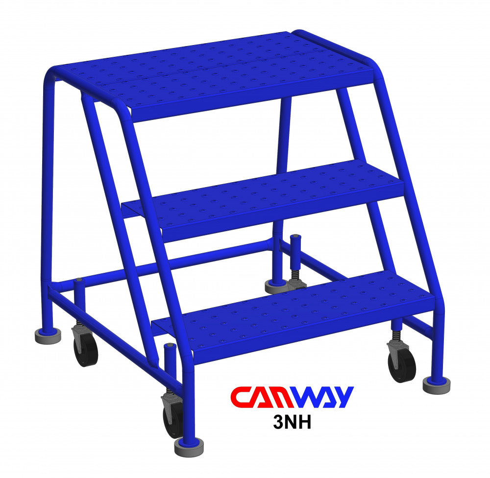 3 Step 60° Mobile Ladder Stand with Diamond Channel Grating -No handrail