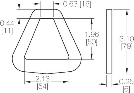 Kinedyne 2" Flat Delta Ring end fitting made of zinc-plated heat-treated carbon steel for 2" webbing