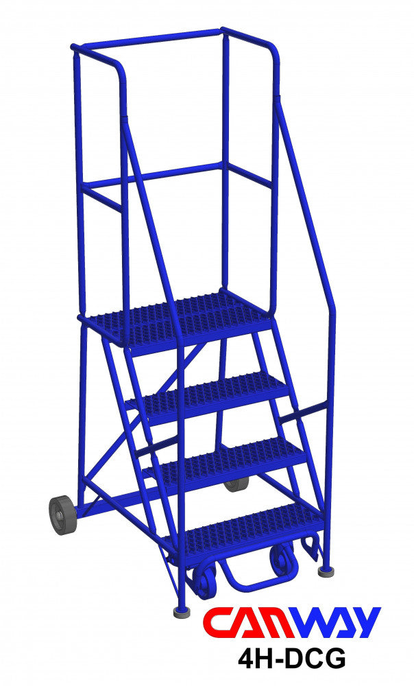 4 Step 60° Mobile Ladder Stand with Diamond Channel Grating