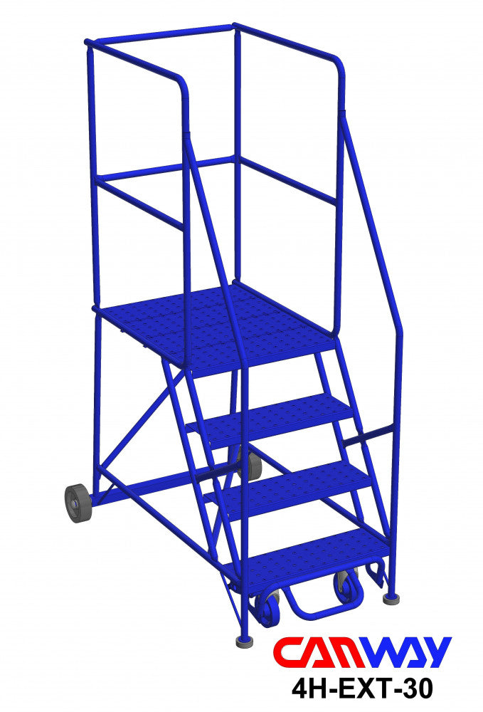 4 Step 60° Mobile Ladder Stand with Diamond Channel Grating and Extended Platform
