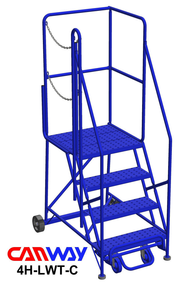 4 Step 60° Mobile Ladder Stand w/Diamond Channel Grating, Left Walk Through