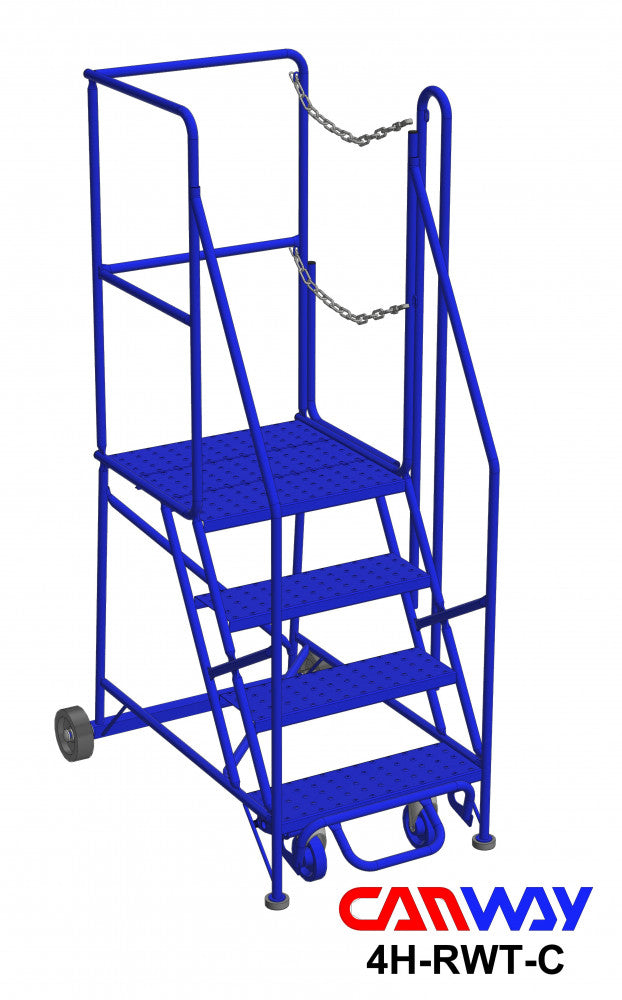 4 Step 60° Mobile Ladder Stand w/Diamond Channel Grating, Right Walk Through