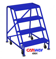 4 Step 60° Mobile Ladder Stand with Diamond Channel Grating -No handrail
