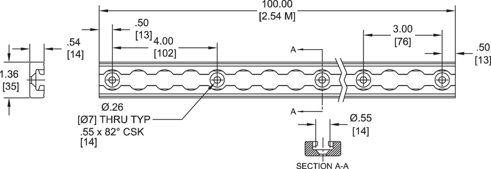 Kinedyne 100" Series L Medium-Duty Aluminum Track by Kinedyne for secure cargo tie-downs on trailers and vehicles