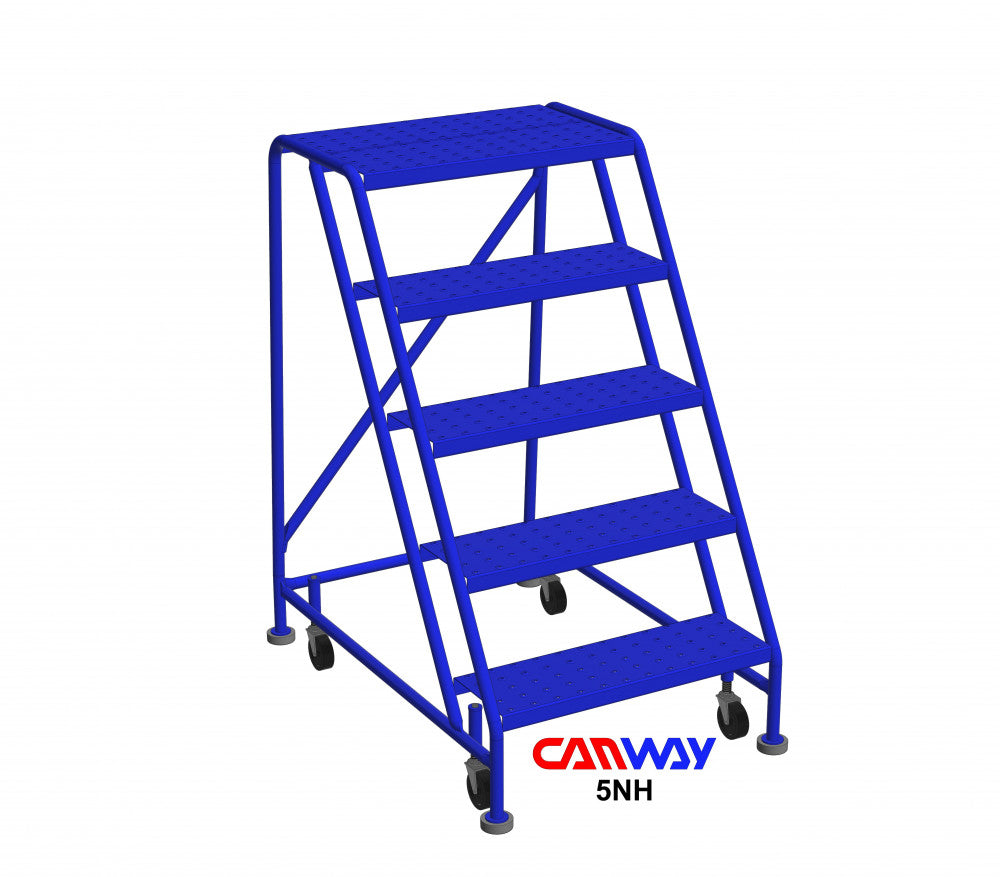 5 Step 60° Mobile Ladder Stand with Diamond Channel Grating -No handrail