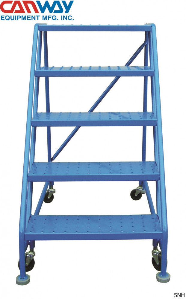 5 Step 60° Mobile Ladder Stand-No handrail, with Diamond Channel Grating and Extended Platform