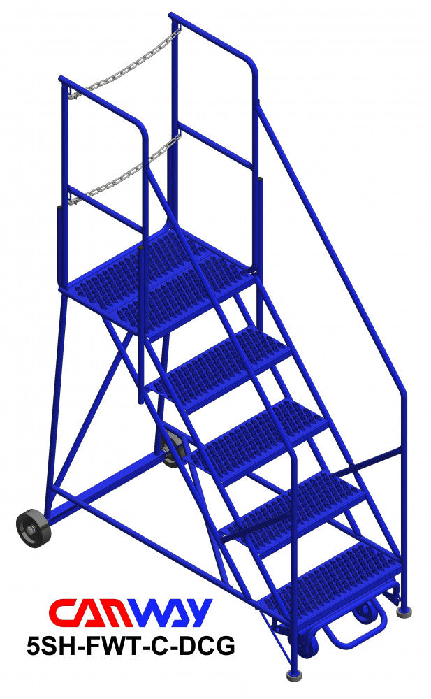 5 Step 60° Mobile Ladder Stand w/Diamond Channel Grating, Front Walk Through