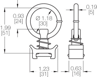 Kinedyne Series L Single Stud Securement Point Fitting w/ Ring