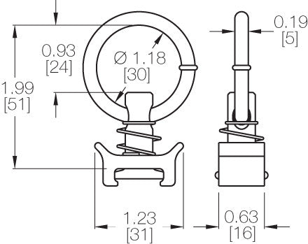 Kinedyne Series L Single Stud Securement Point Fitting w/ Ring by Kinedyne, zinc-plated carbon steel anchor point for logistic track