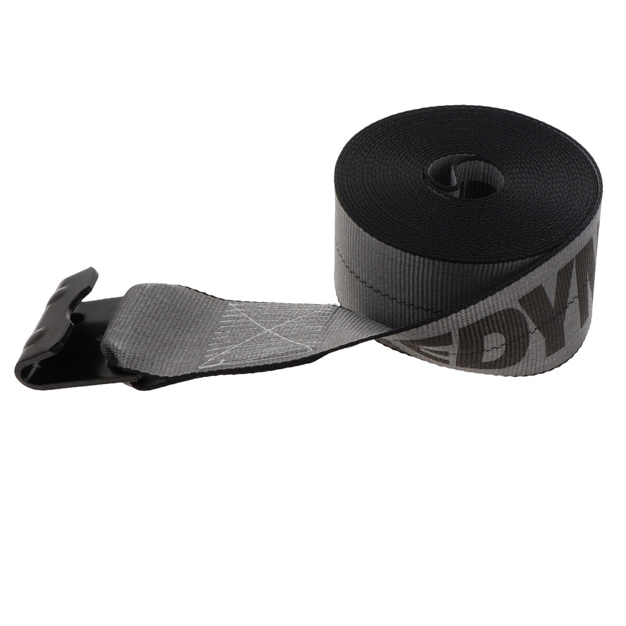 Kinedyne 4" by 30' Rhino MAX Flat Hook Winch Strap by Kinedyne, heavy-duty 4-inch polyester winch strap for industrial cargo securement