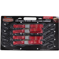 Kinedyne Package of 4 1" by 6' S Hook Cam Buckle Utility Straps by Kinedyne, light-duty polyester webbing with vinyl-coated S hooks
