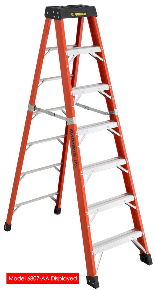 FEATHERLITE 6808-AA 8′ SUPER-HEAVY DUTY FIBERGLASS STEPLADDER