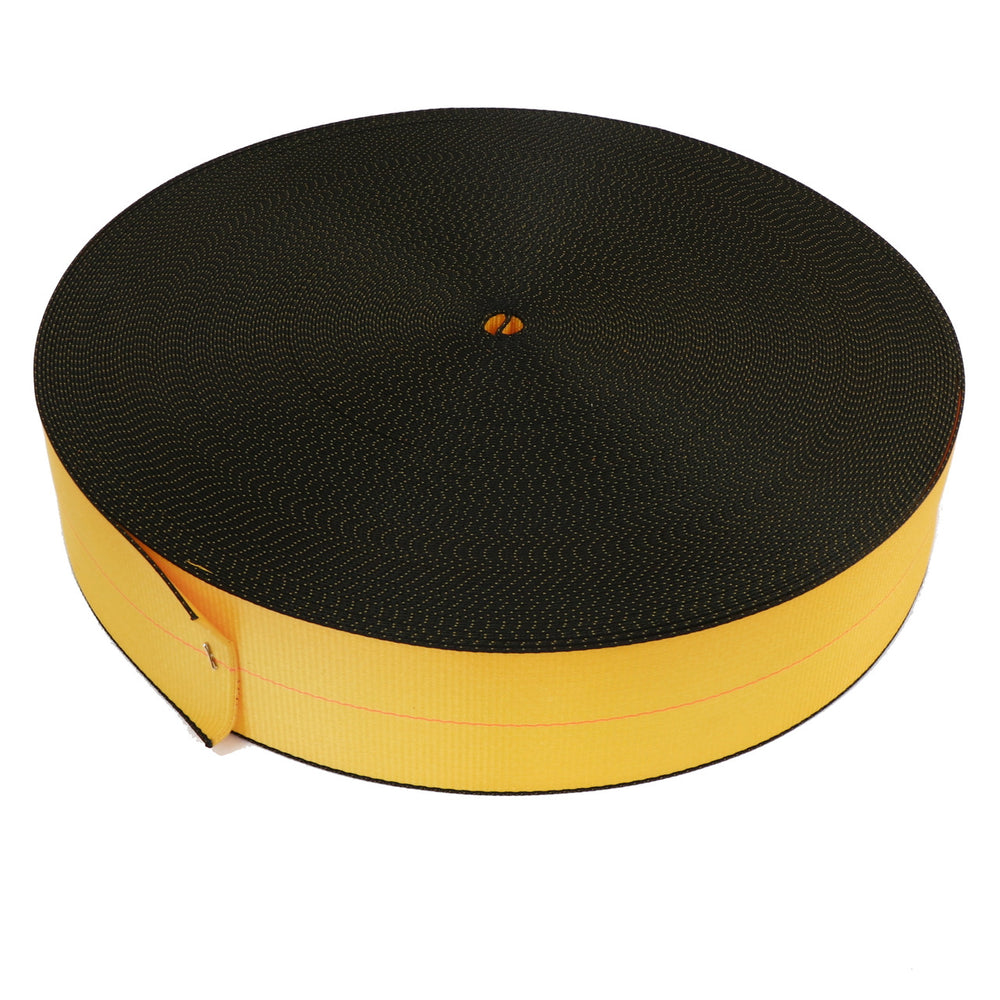 Kinedyne Bulk 4" Gold w/ Black Edge Polyester Web - 4080F by Kinedyne, industrial heavy-duty polyester webbing for tie-downs