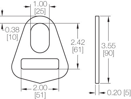 Kinedyne 2" Flat Delta Ring FE7936-1 zinc-plated heat-treated carbon steel end fitting for 2-inch webbing