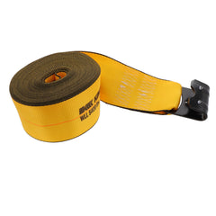 Kinedyne 4" by 35' Flat Hook Winch Strap showing 4-inch webbing and Kinedyne 1021 flat hook