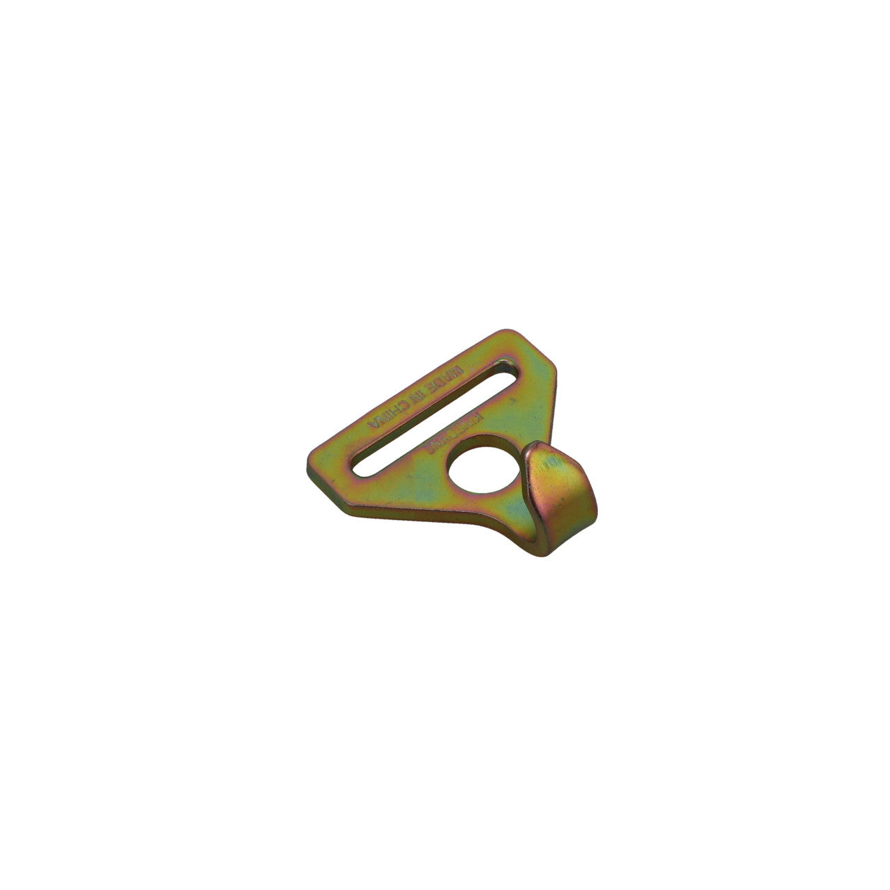 Kinedyne 2" Plate Trailer Hook showing heat-treated zinc-plated carbon steel construction and webbing slot for 2-inch straps
