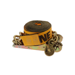 Kinedyne 3" by 27' Chain Anchor Ratchet Strap by Kinedyne, heavy-duty 3-inch strap with chain anchor fittings and long-handle ratchet