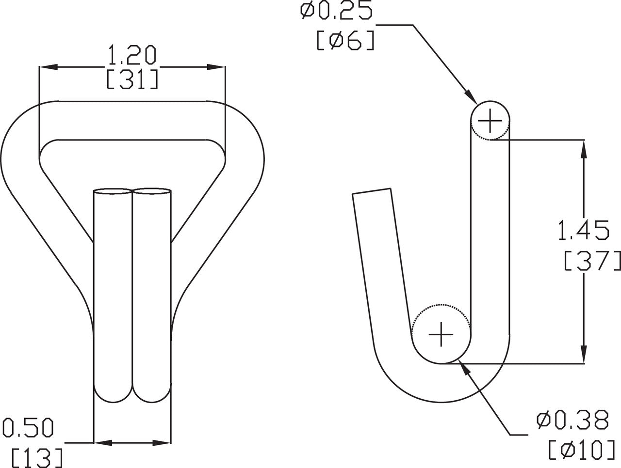 Kinedyne 1" Heavy-Duty Narrow Wire Hook by Kinedyne for industrial tie-down and cargo restraint, zinc plated carbon steel