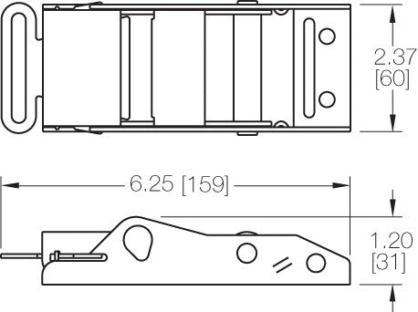 Kinedyne 1 3/4" Stainless Steel Overcenter Buckle by Kinedyne for trailer curtain and load securement
