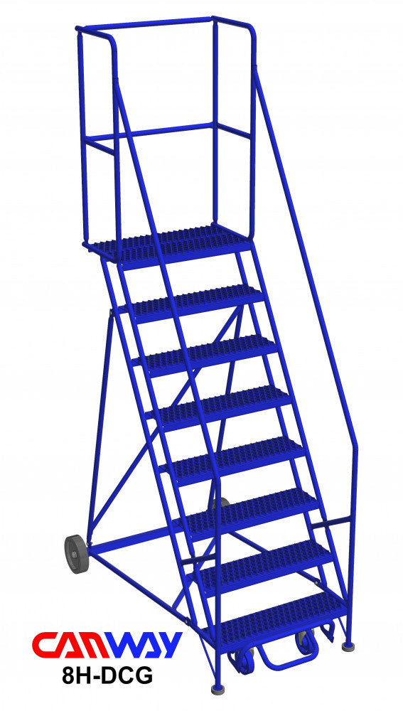 8 Step 60° Mobile Ladder Stand with Diamond Channel Grating