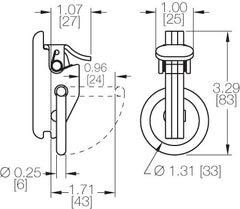 Kinedyne Series E or A Securement Point Fitting w/ 1" Ring by Kinedyne, durable heat-treated carbon steel securement anchor for track systems