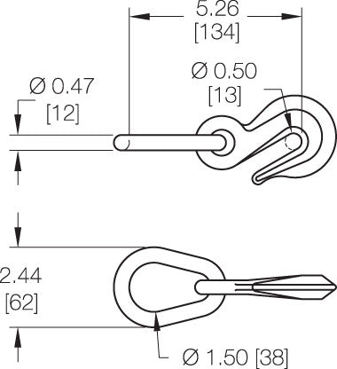 Kinedyne 3/8" Grab Hook Assembly by Kinedyne, heat-treated carbon steel grab hook for 3-inch webbing and Grade 70 chain