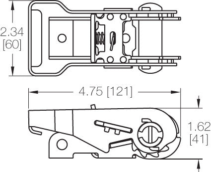 Kinedyne 1" Wide Handle Ratchet - 800 heat-treated carbon steel ratchet with zinc plating for tie-down applications