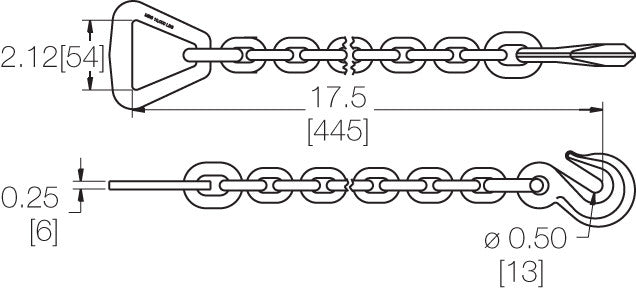 Kinedyne 2" Chain Anchor by Kinedyne, heat-treated grade 43 chain end fitting for 2-inch webbing, heavy cargo restraint