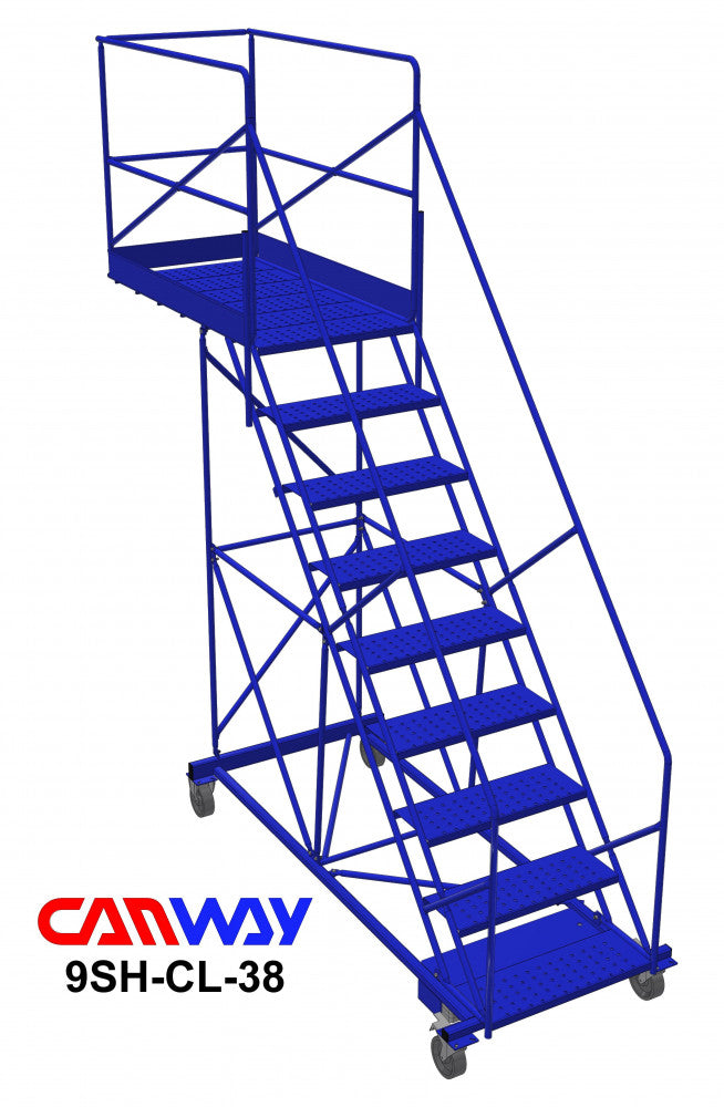 9 Step 50° Cantilever Mobile Ladder Stand, 38" overhang