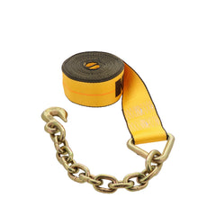 Kinedyne 3" by 27' Chain Anchor Winch Strap from Kinedyne showing 3-inch polyester webbing and 18-inch chain anchor