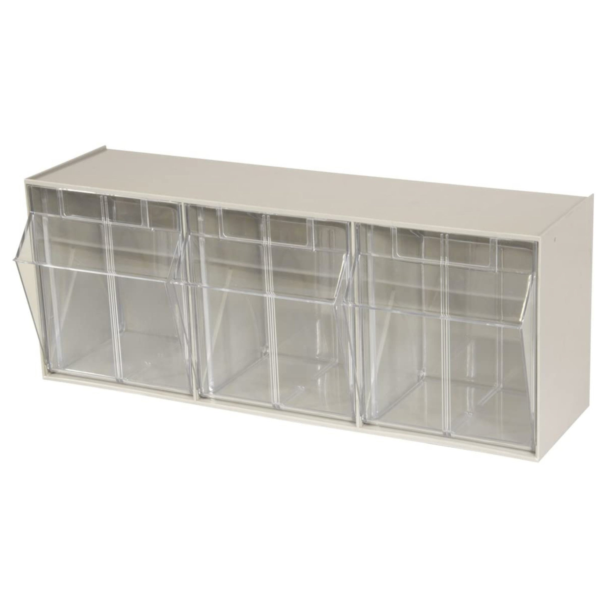 Beige 3-Compartment Tilt View Bin by FarrellPack