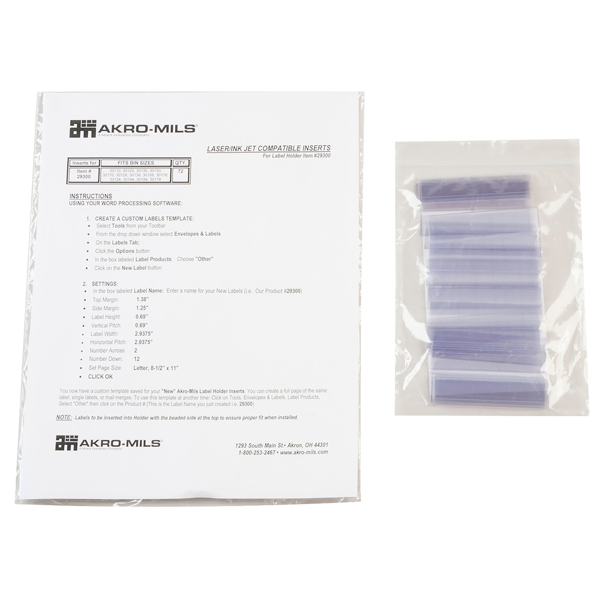 Clear Card Stock Holder for 4" Shelf Bins (25 Pack) - A29300