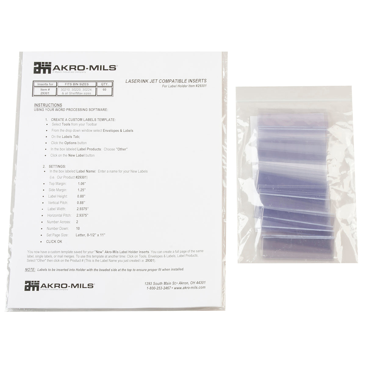 Clear Card Stock Holder for Bins (Pack of 25) - A29301