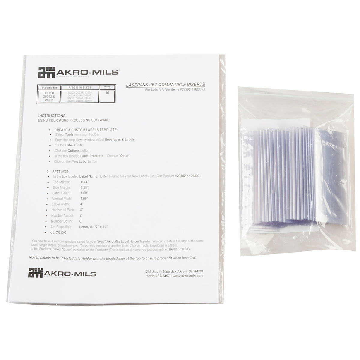 Clear Card Stock Holder for Bins (Pack of 25) - A29302
