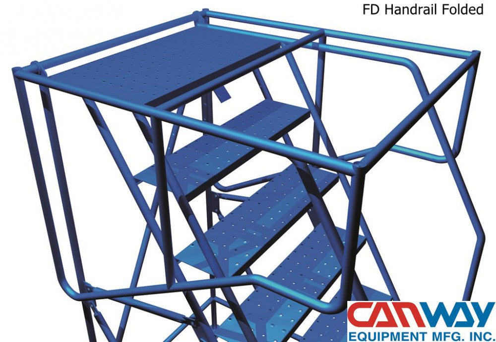 5 Step 60° Mobile Ladder Stand w/Diamond Channel Grating, Fold Down Handrail