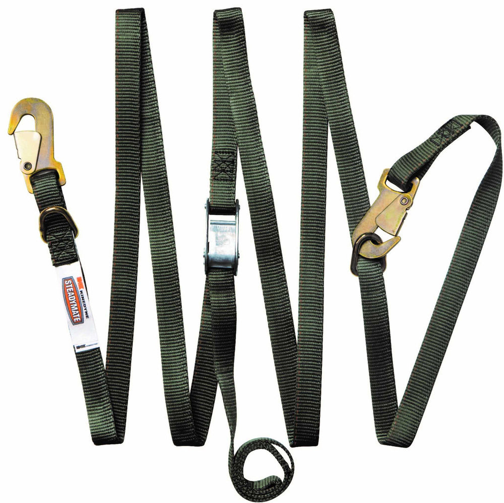 Kinedyne 1" by 14' Gunwale Snap Hook Cam Buckle Boat Strap showing Kinedyne-branded webbing, cam buckle, snap hooks and D-rings