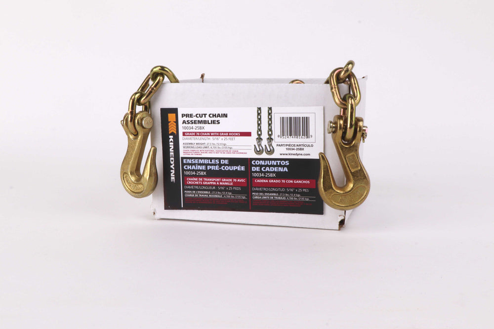 Kinedyne 5/16" x 25' Grade 70 Grab Hook Chain Assembly product from Kinedyne for cargo securement and industrial tie-downs
