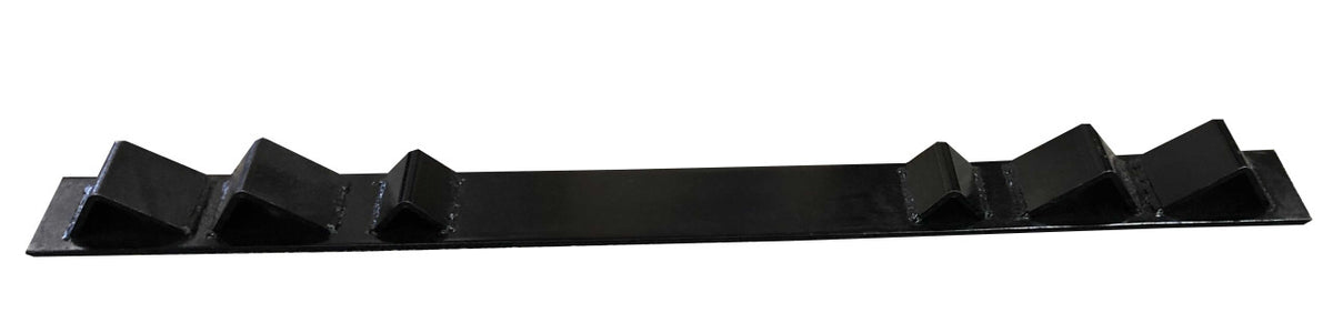 Kinedyne ASTM A36 Steel Heavy Duty Coil Chock shown assembled for trailer use, durable steel construction, adjustable bracing
