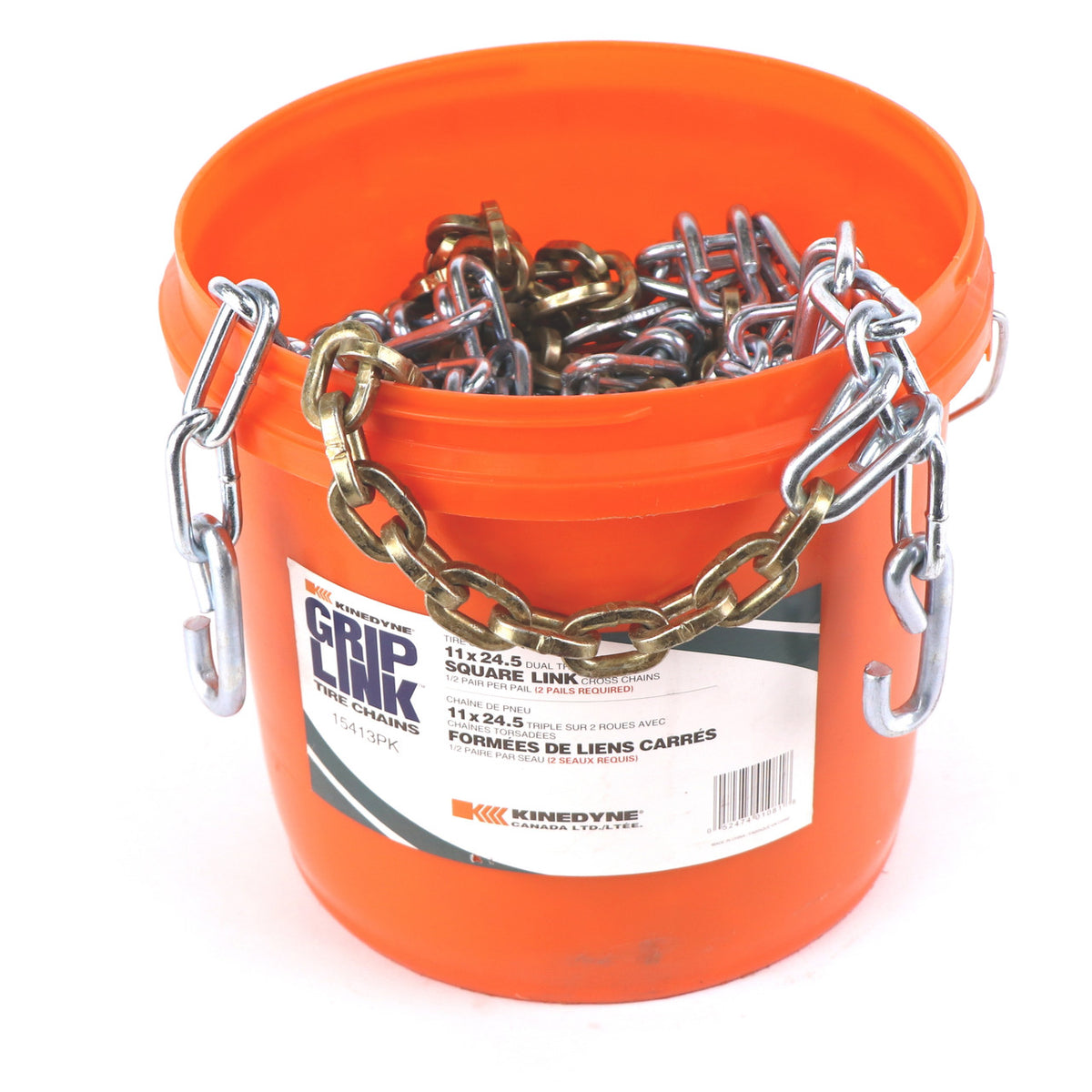 Kinedyne Grip Link 11 x 24.5 Dual-Triple Square Link Cross Tire Chains by Kinedyne, heavy-duty square-link traction chains for semi-trucks