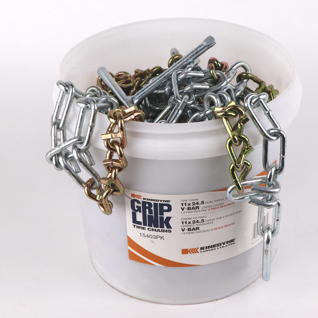 Kinedyne Grip Link 11 x 24.5 Dual-Triple V-Bar Cross Tire Chains by Kinedyne, highway traction chains for trucks