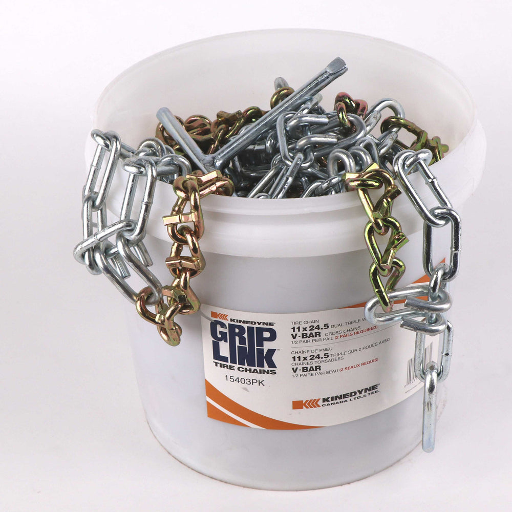 Kinedyne Grip Link 11 x 24.5 Dual-Triple V-Bar Cross Tire Chains by Kinedyne, highway traction chains for trucks