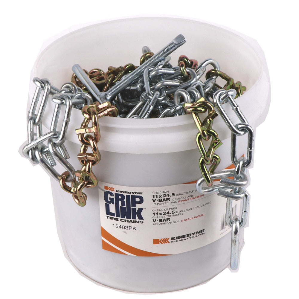 Kinedyne Grip Link 11 x 24.5 Dual-Triple V-Bar Cross Tire Chains by Kinedyne, highway traction chains for trucks